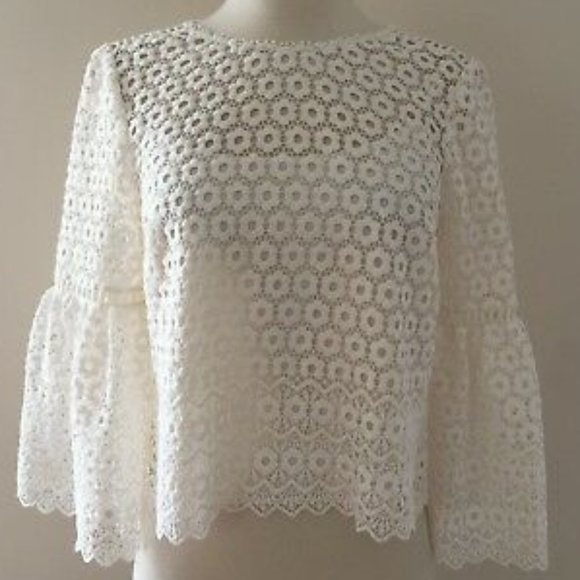 J. Crew Tops - J. Crew White/Cream Lace pattern blouse